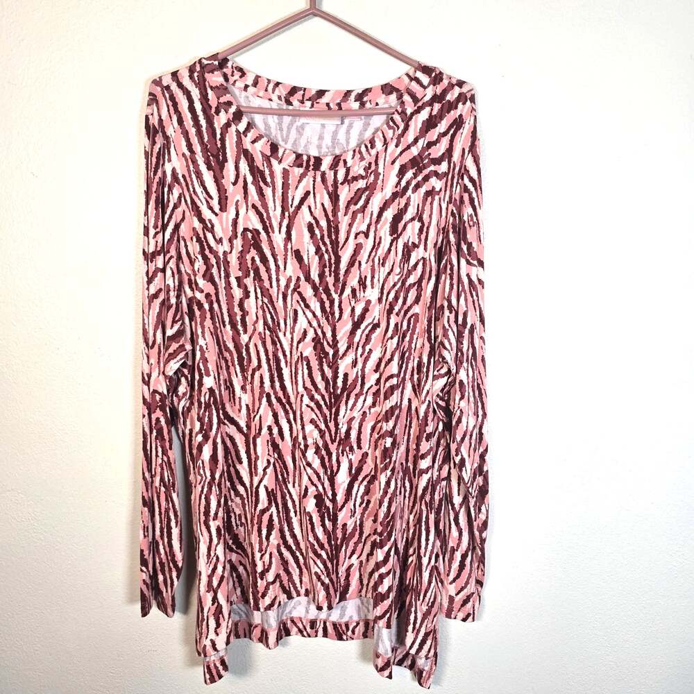 Belle by Kim Gravel Animal Instincts Top Women's 2X Paprika Coastal Casual Boho